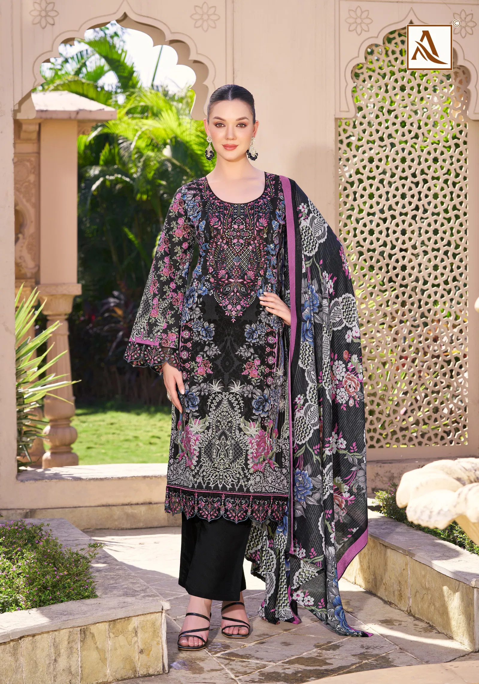 Qurbat 17 By Alok Suits Cambric Cotton Pakistani Dress Material Suppliers In India